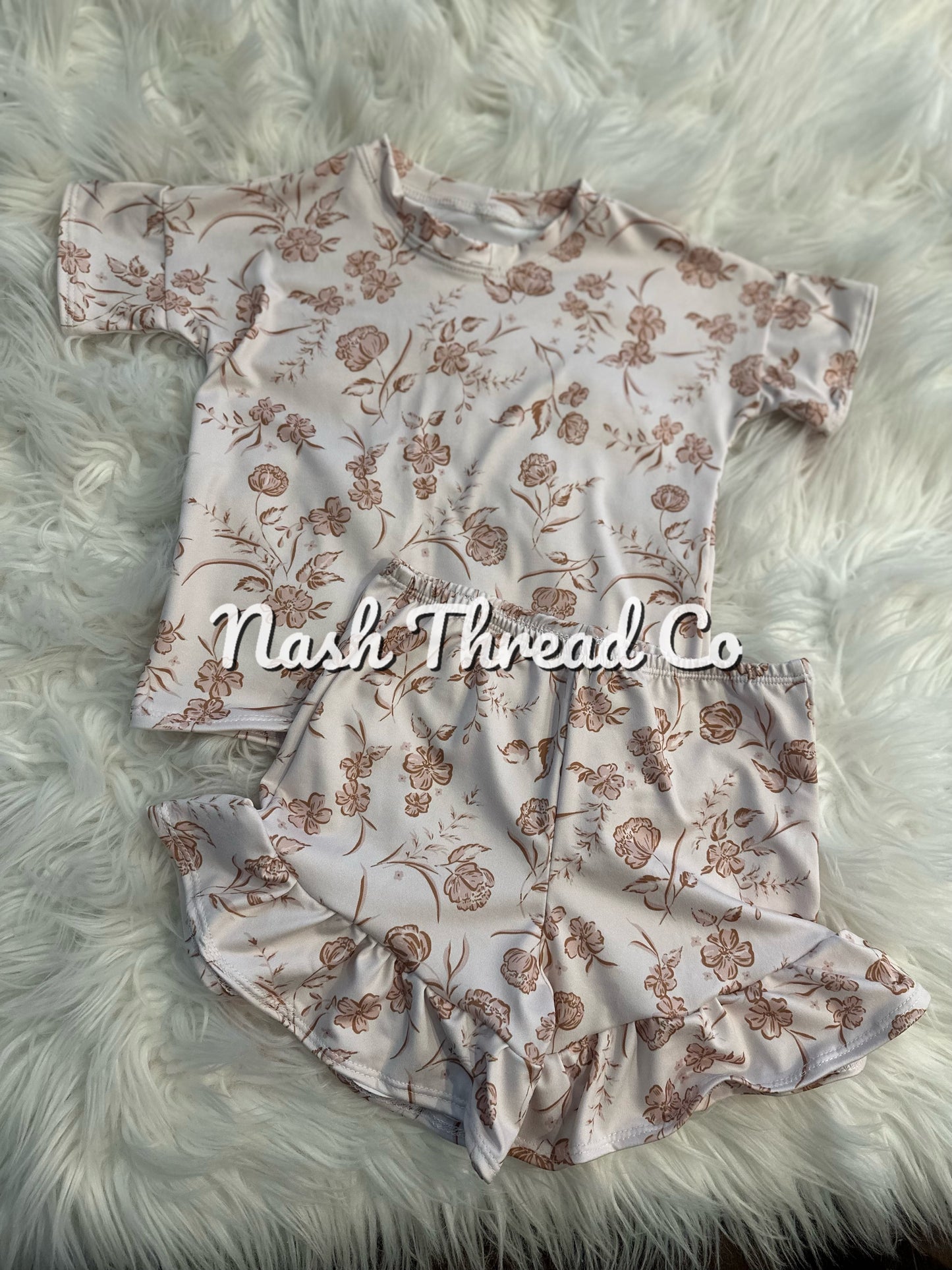 Boho floral ruffle shorts set