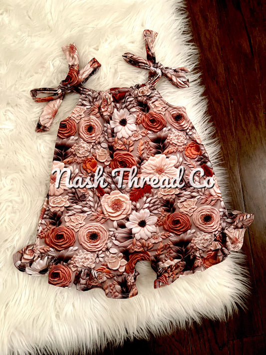 Floral rose ruffle romper